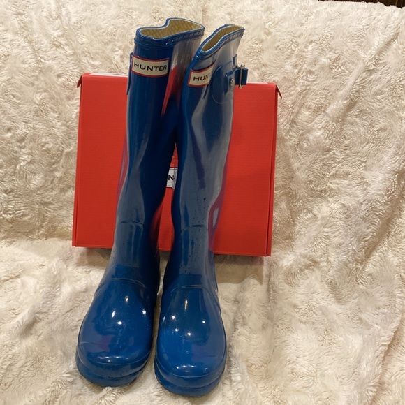 HUNTER gloss tall rain ☔️ boots size 5, 35/36 in turquoise color. - Picture 3 of 7